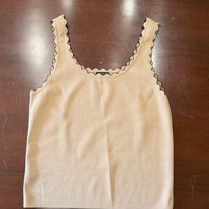 Ann Taylor Factory Tan Camisole with Scalloped Trim